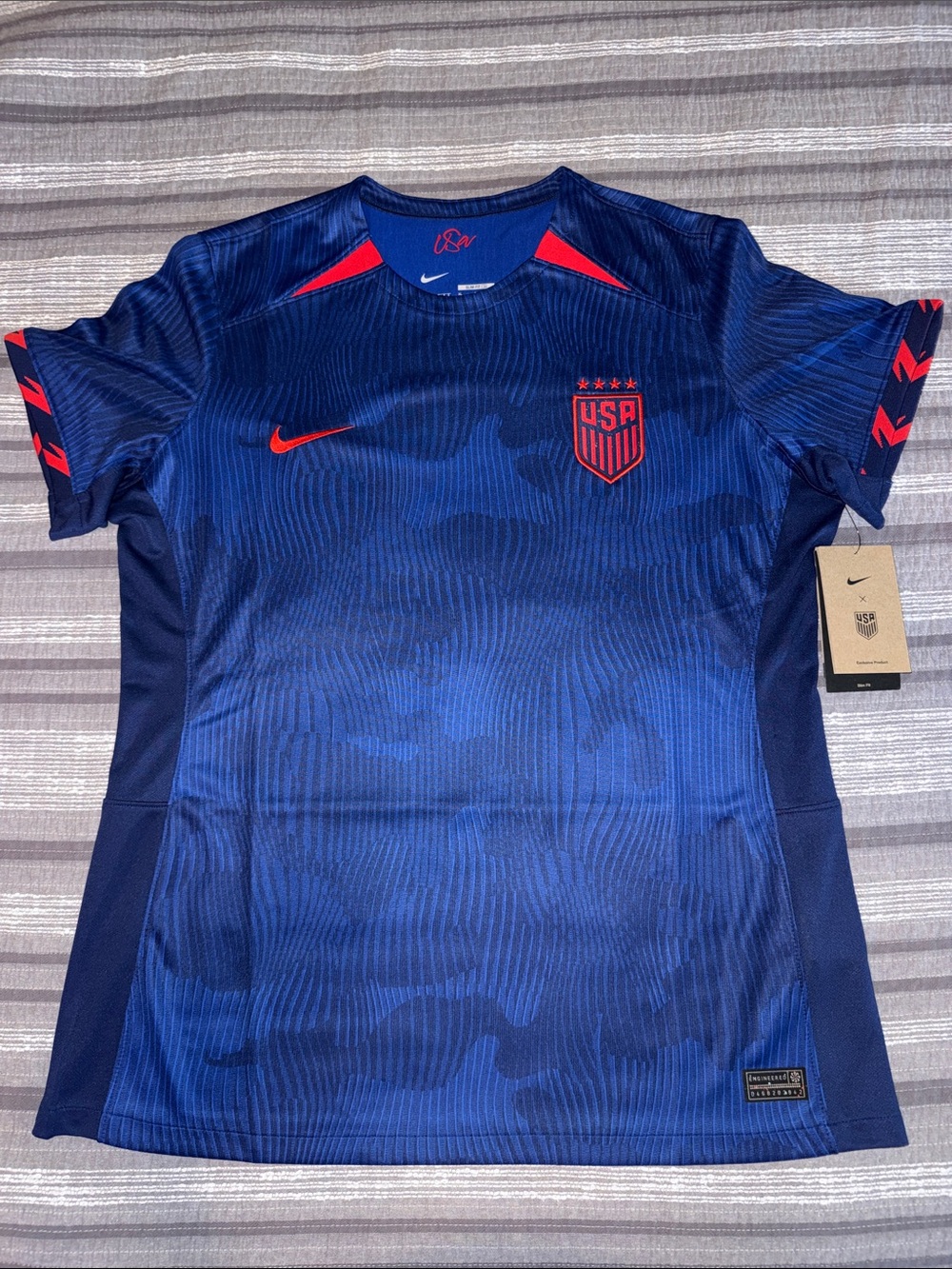 Nike Blue & Red USA Men's Soccer Jersey (Women’s XL)
